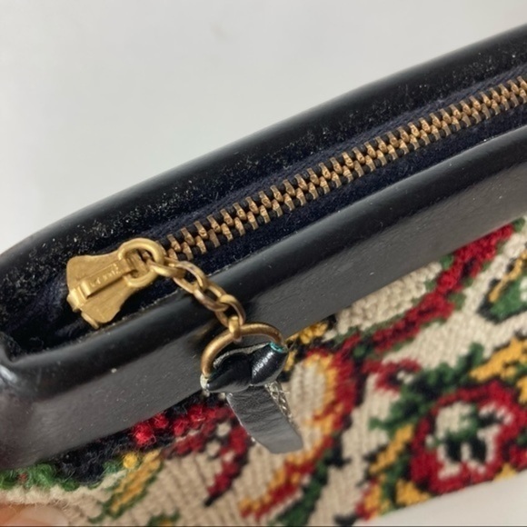 Vintage Floral Needle Point Tapestry Carpet Bag Clutch - Picture 10 of 10